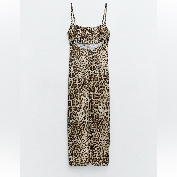 ZARA ANIMAL PRINT MIDI DRESS - Picture 5 of 8